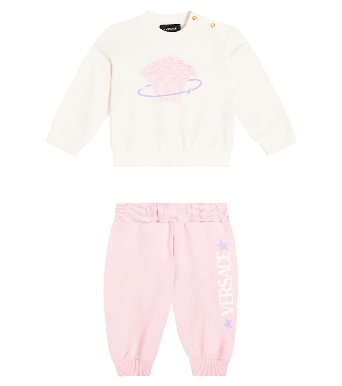 

Комплект из толстовки и спортивных штанов Baby Medusa Versace Kids, Bianco+Rosa Baby