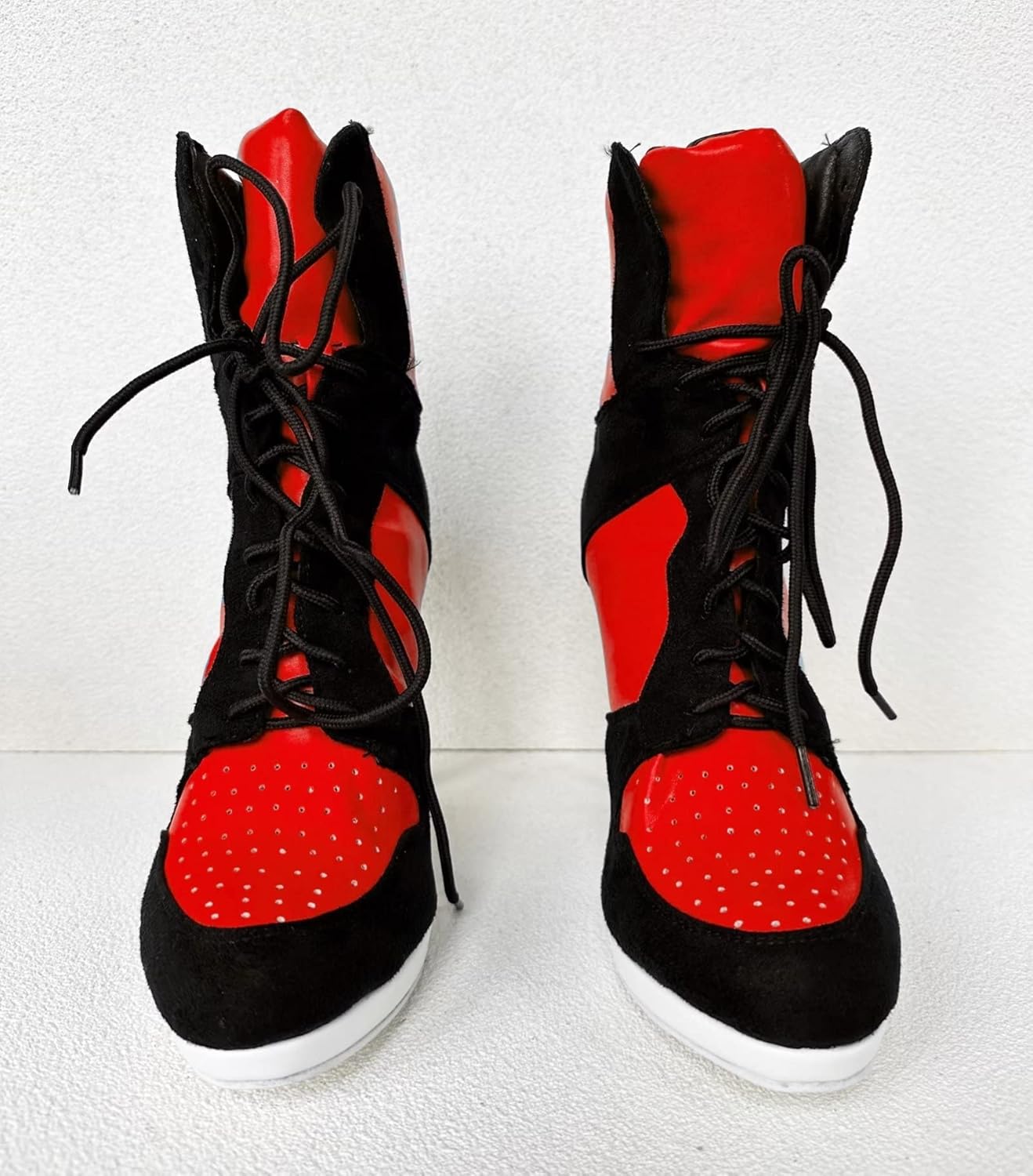 Ботильоны Frankie Hsu Stiletto Sport с высокой шпилькой для баскетбола, черные замшевые классические белые кроссовки-бутсы, дизайнерская обувь больших размеров для женщин и мужчин — фото 2