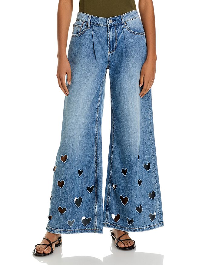 

Джинсы Eloise средней посадки с широкими штанинами и вырезом в форме сердца, цвет Medium Wash Driftwood, синий