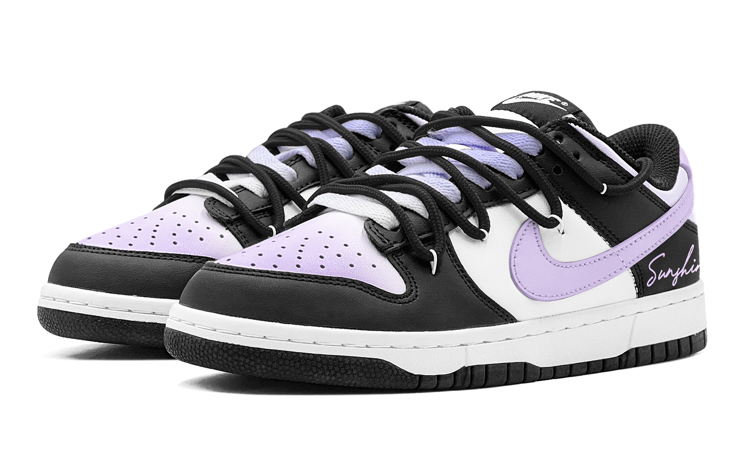 Nike Детские кроссовки для скейтбординга Dunk "Black" Low Top, светло-фиолетовые, для подростков — фото 4