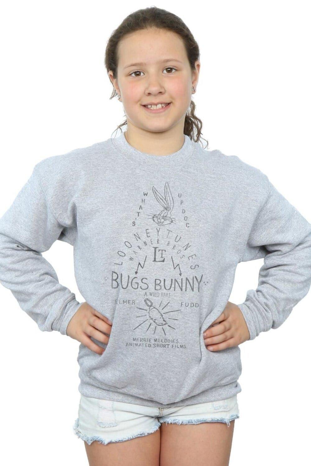 

Толстовка Bugs Bunny A Wild Hare Looney Tunes, серый