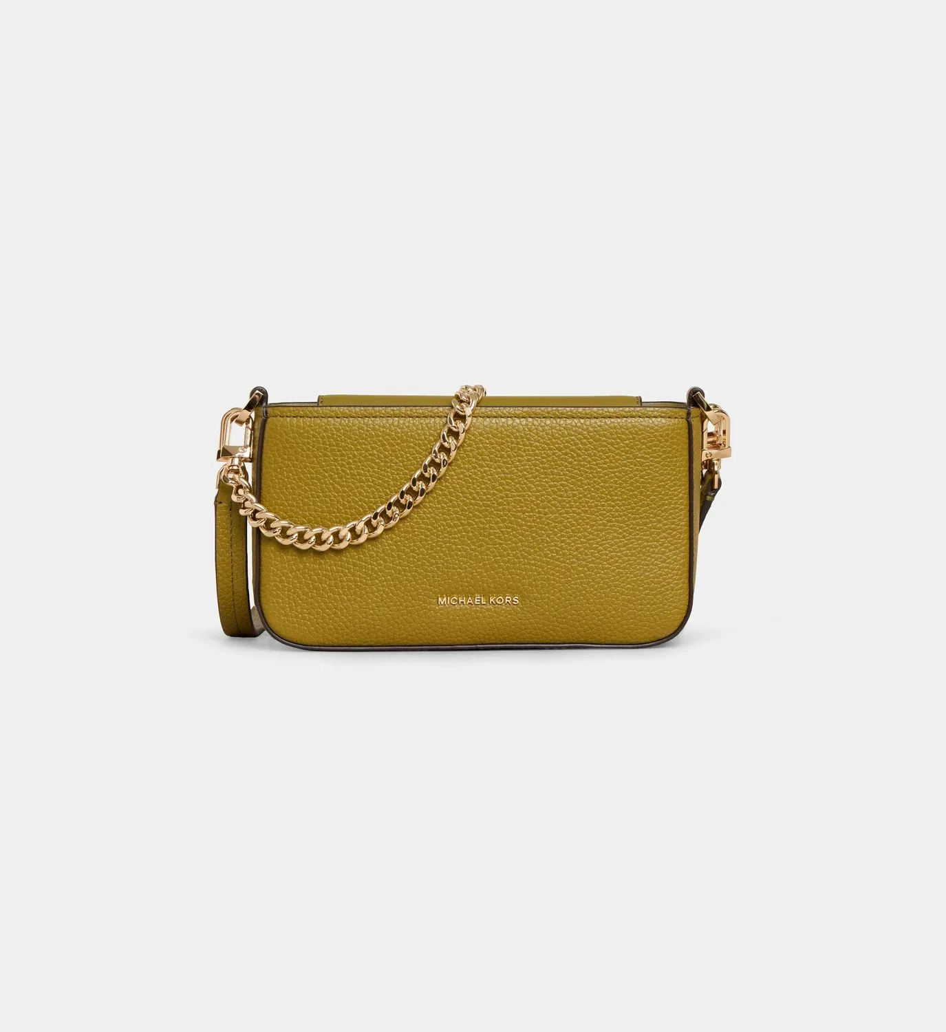 Сумка-клатч Bryant из кожи на длинном ремне MICHAEL KORS, хаки