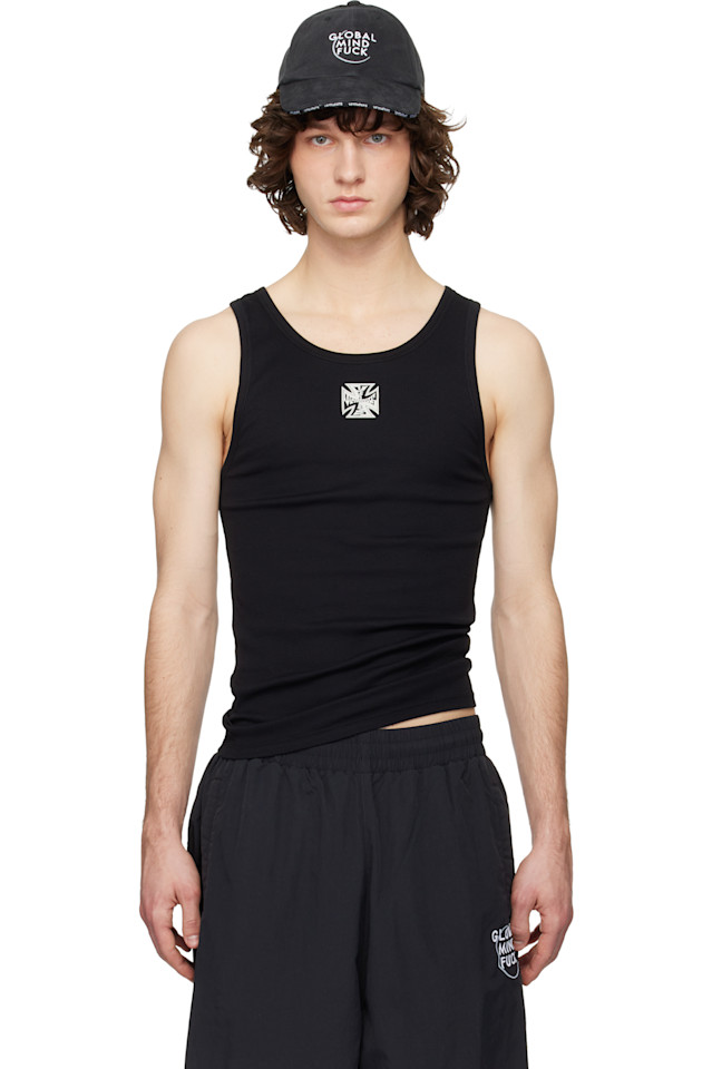 

Майка с логотипом байкерского креста Vetements, черный