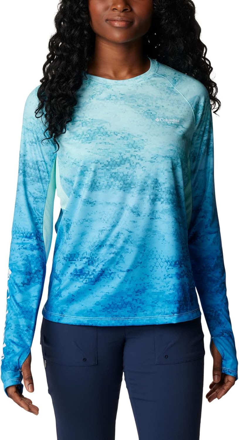 

Футболка Columbia Womens Super Tidal Tee Vent, длинный рукав, Gulf Stream Camo Gradient