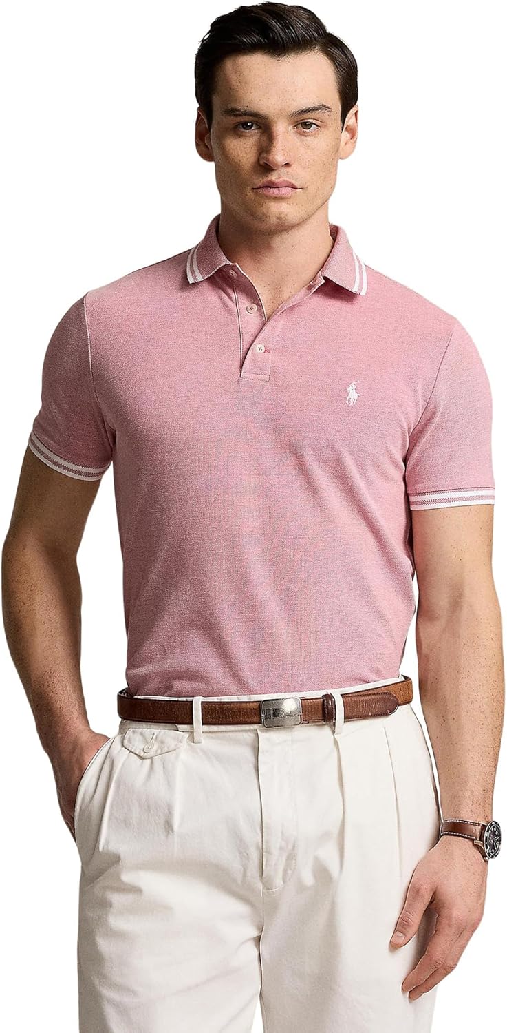 

POLO RALPH LAUREN Мужская классическая футболка-поло Stretch Mesh, Adirondack Berry/White, Белый, POLO RALPH LAUREN Мужская классическая футболка-поло Stretch Mesh, Adirondack Berry/White