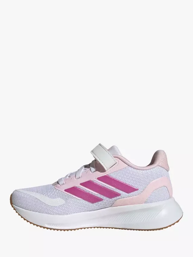 Детские кроссовки Runfalcon с верхним ремешком, бело-розовые adidas — фото 4