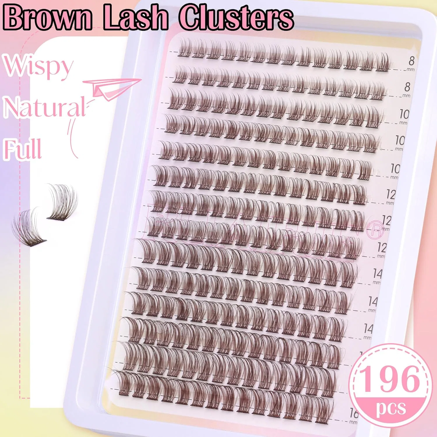 Набор коричневых пучковых ресниц «Wispy Individual Lashes Cluster D Curl» от Ruairie, 8-16 мм, 196 шт. Ruairie — фото 4