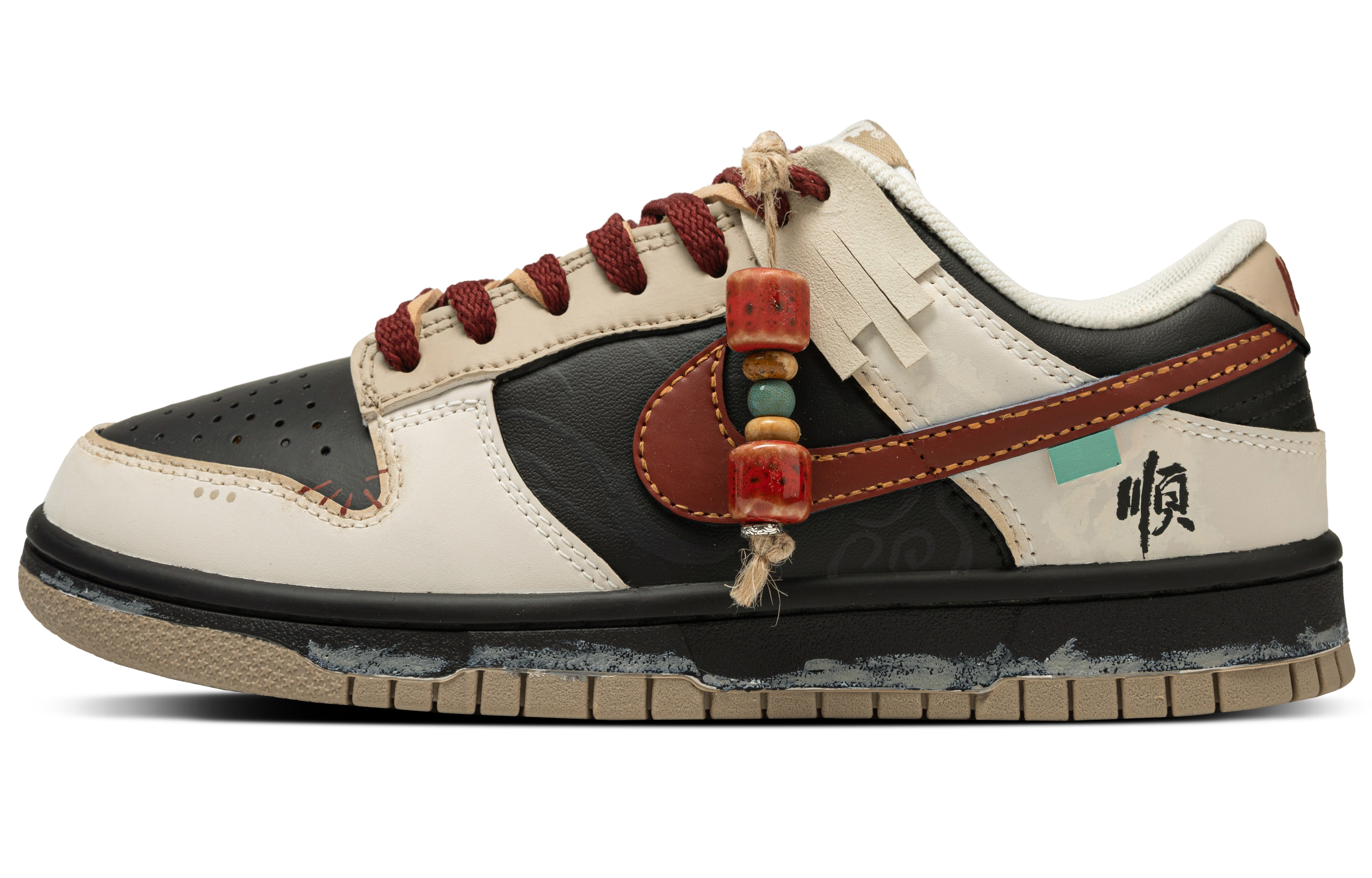 Nike Кроссовки для скейтбординга Dunk Slip с противоскользящими свойствами и износостойкими свойствами, низкие, унисекс, бежево-черные