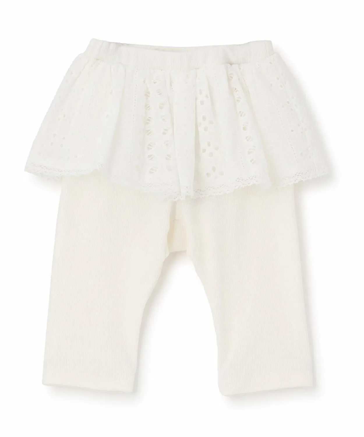 Леггинсы с кружевной юбкой Petit main, Ivory