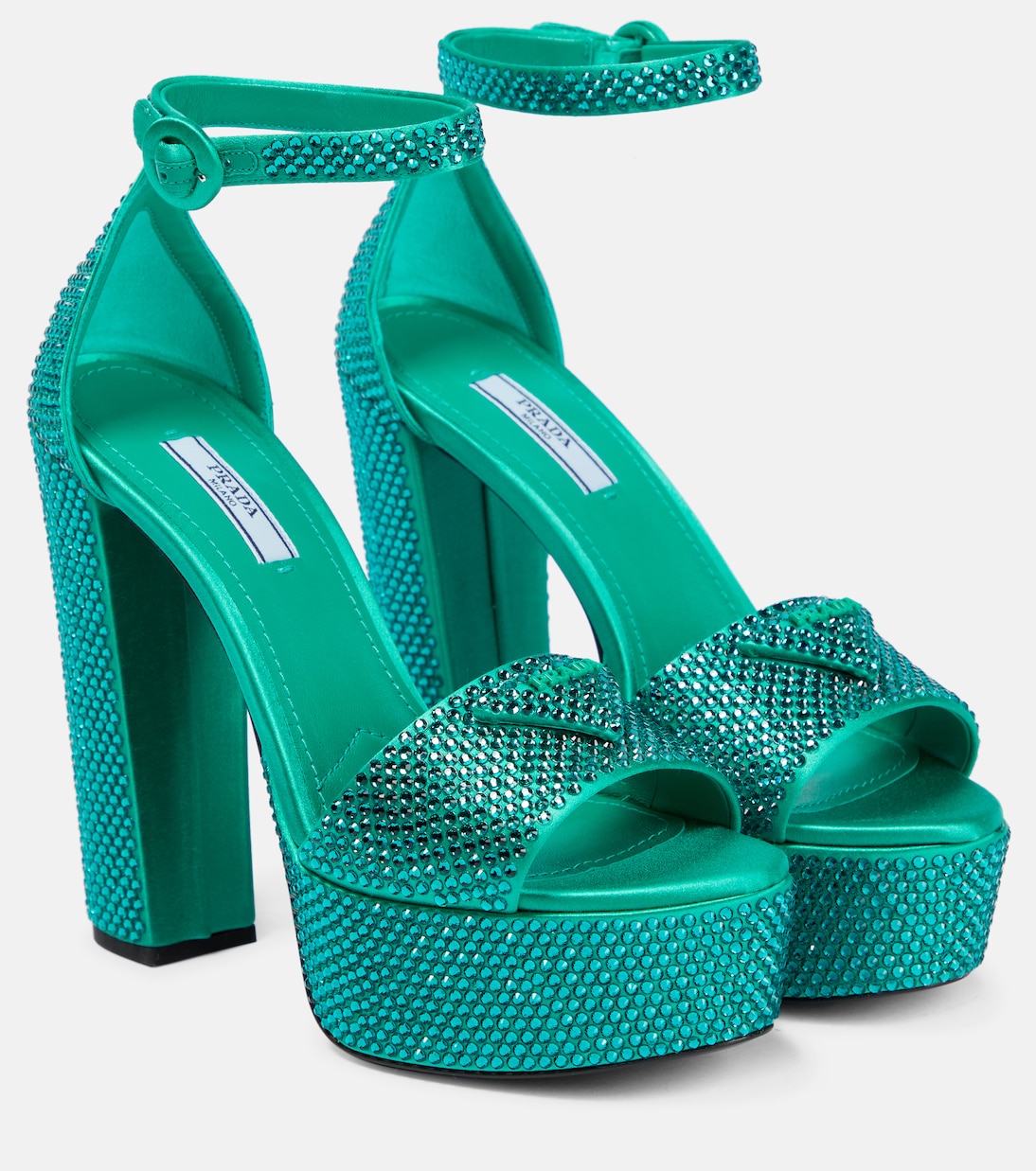 Босоножки на платформе из атласа с декором Prada, Assenzio