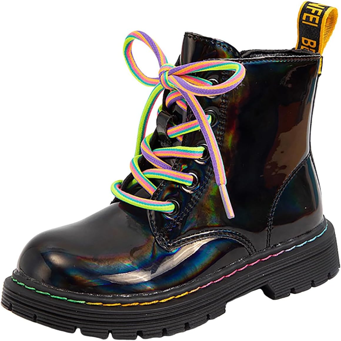 

Детские короткие ботинки IWIHMIV для девочек, кожаные ботильоны на шнуровке с боковой молнией, нескользящие, удобные ботинки до щиколотки для прогулок, Multicolour