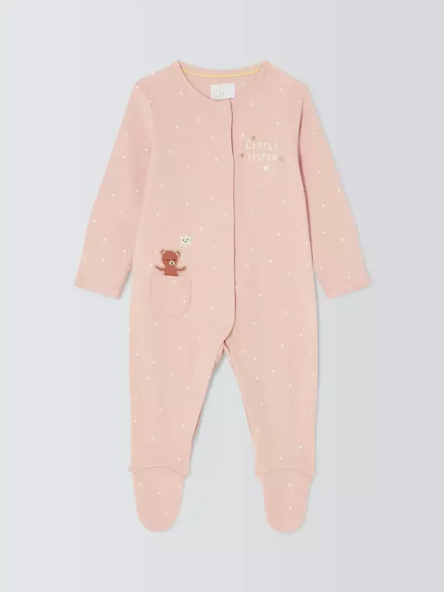 Детский комбинезончик в горошек Baby Little Sister, розовый John Lewis