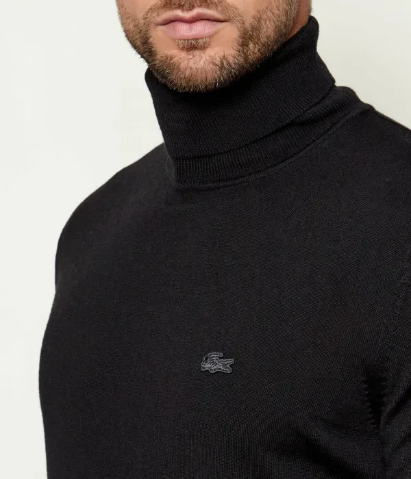 Шерстяная водолазка regular fit Lacoste, черный — фото 4