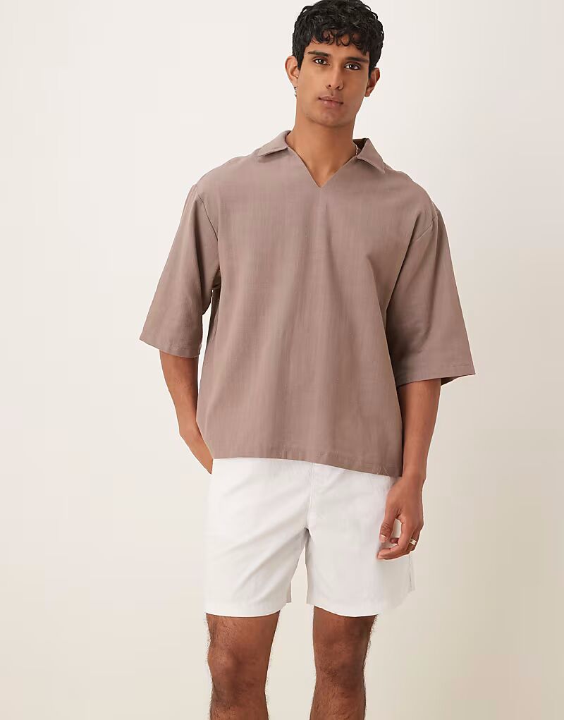

Текстурированная рубашка ASOS DESIGN песочного цвета