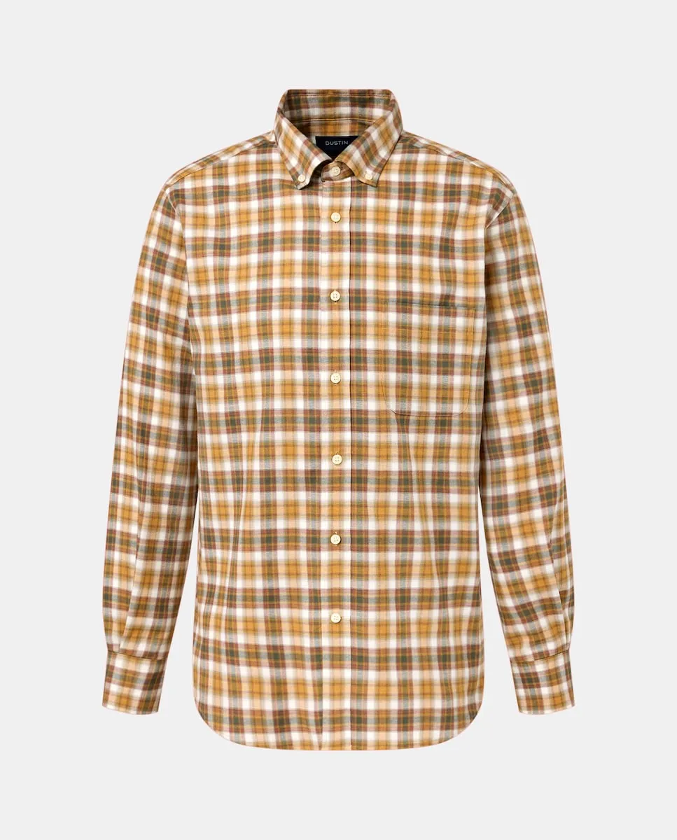 

Рубашка с длинным рукавом из ткани виллела в клетку, классический узор Dustin, светло-коричневый