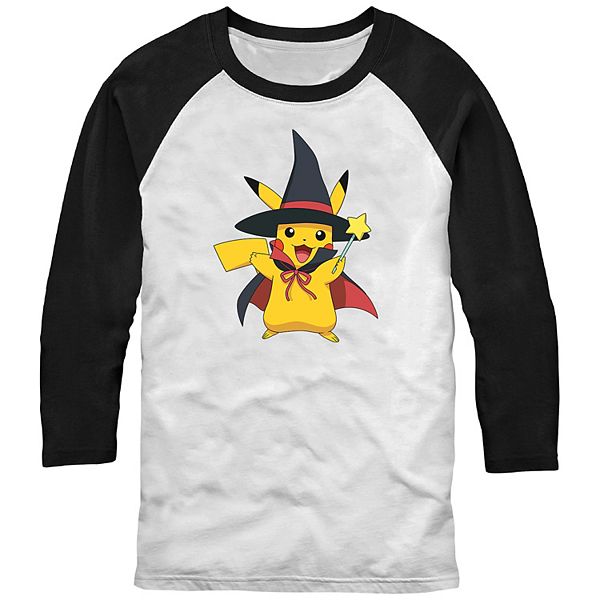 

Мужская футболка raglan с покемоном пикачу, ведьминской шляпой и звездной палочкой Licensed Character