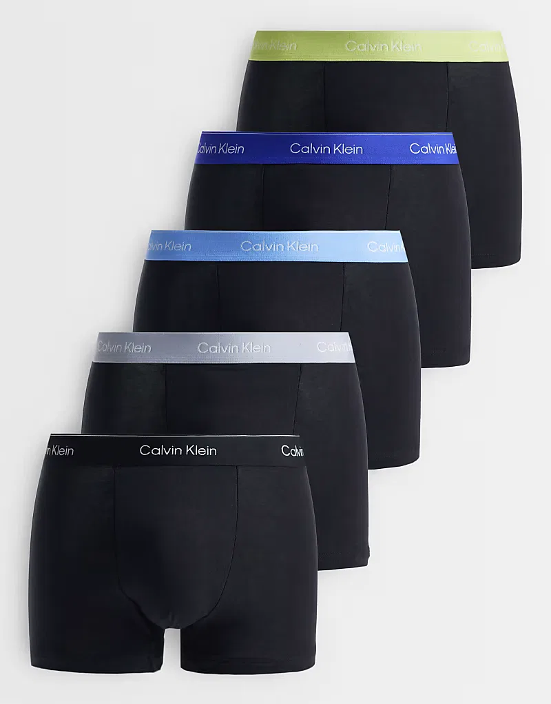 Комплект из 5 свободных трусов Calvin Klein Icon Cotton Stretch, черный