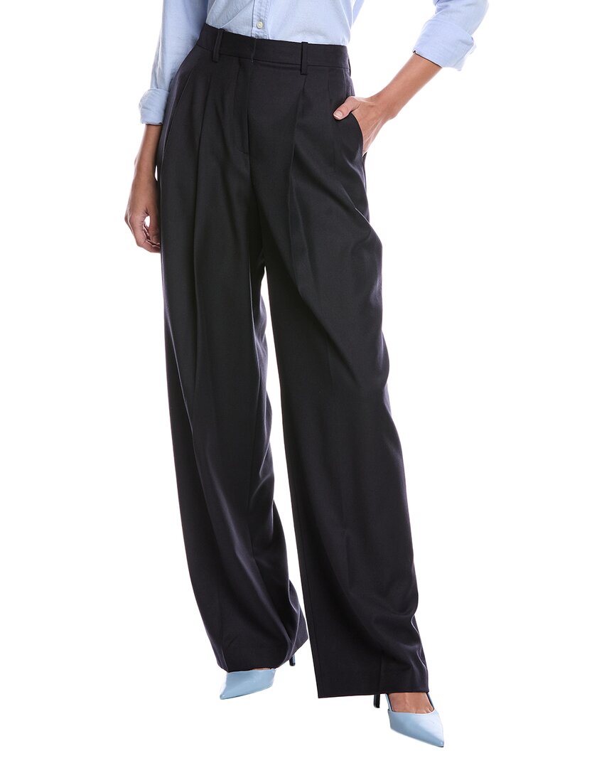 

Теория Плиссированные шерстяные брюки Theory, синий