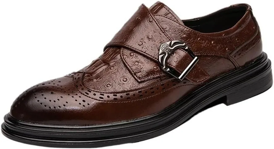Лоферы кожаные дышащие Monk Shoes Slip-On, Brown DHFIRUFSHLO