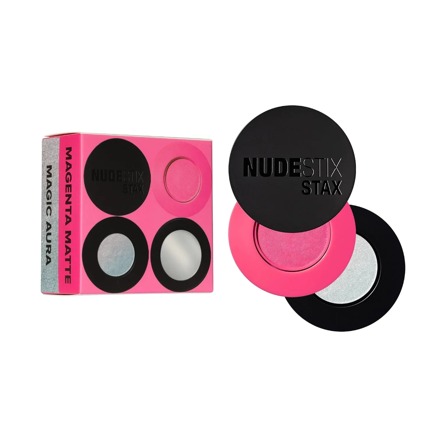 Кремовые румяна Nudestix STAX All Over Color Blush Balm - многофункциональные кремовые румяна для щек, глаз и губ с мягким матовым финишем., Magic Aura, Magenta Matte
