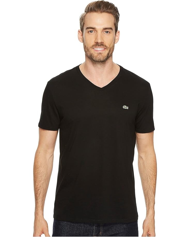 

Футболка Lacoste Short Sleeve V-Neck Pima Jersey, черный