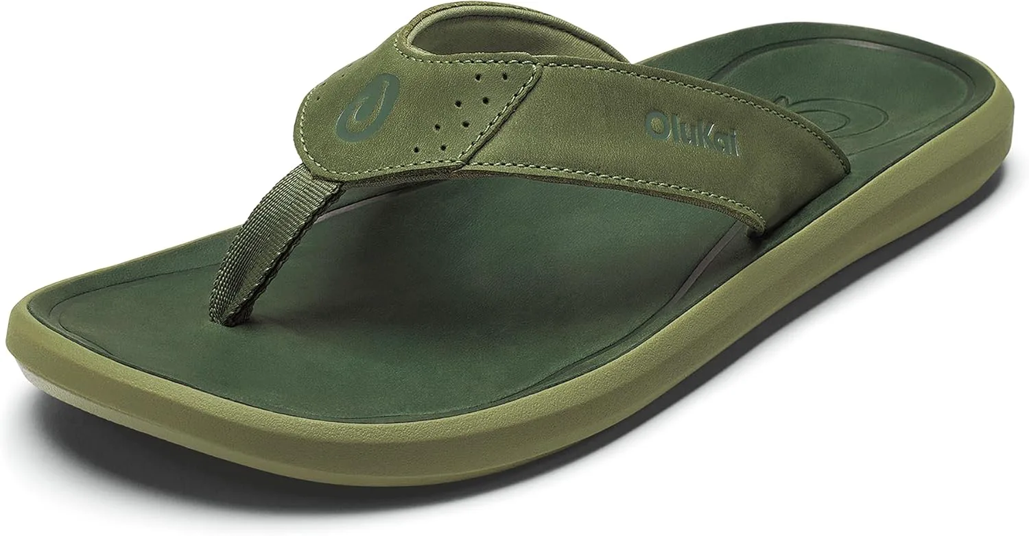 

Мужские кожаные сандалии OLUKAI Pili, элегантный и универсальный дизайн, удобные и водонепроницаемые ремешки, поддержка свода стопы и для повседневной носки, темно-зеленый