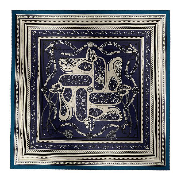 

HERMES Женский кашемировый шаль морской синий, Marine Blue