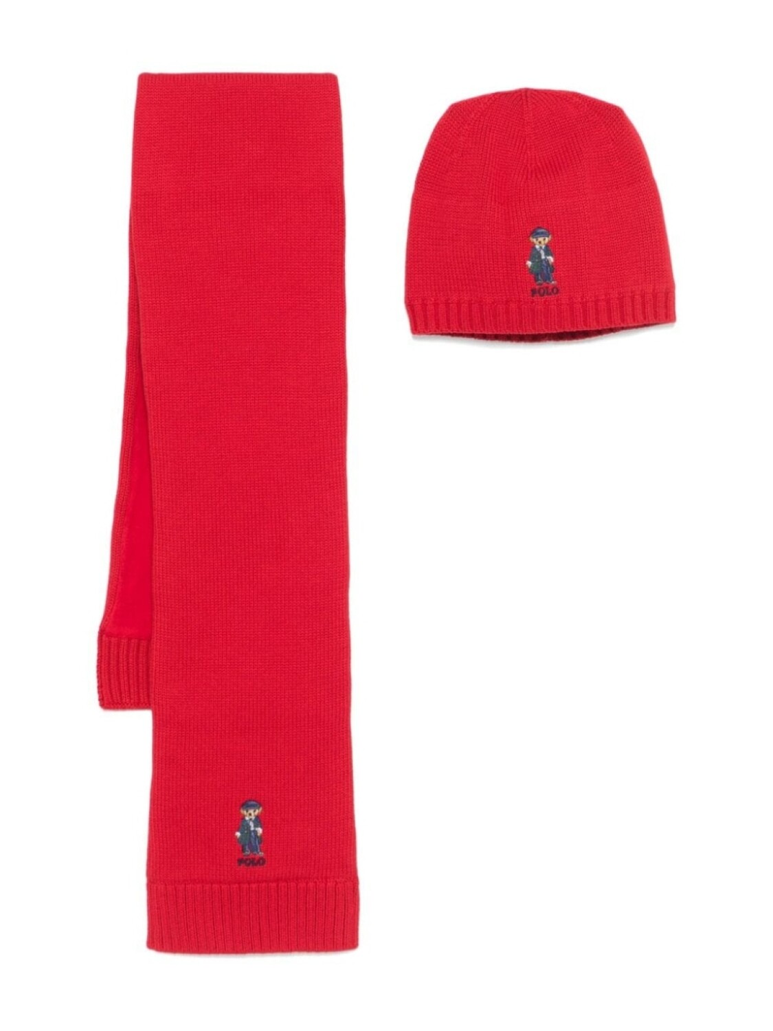 

Комплект из шапки бини и шарфа с принтом Polo Bear Polo Ralph Lauren, красный