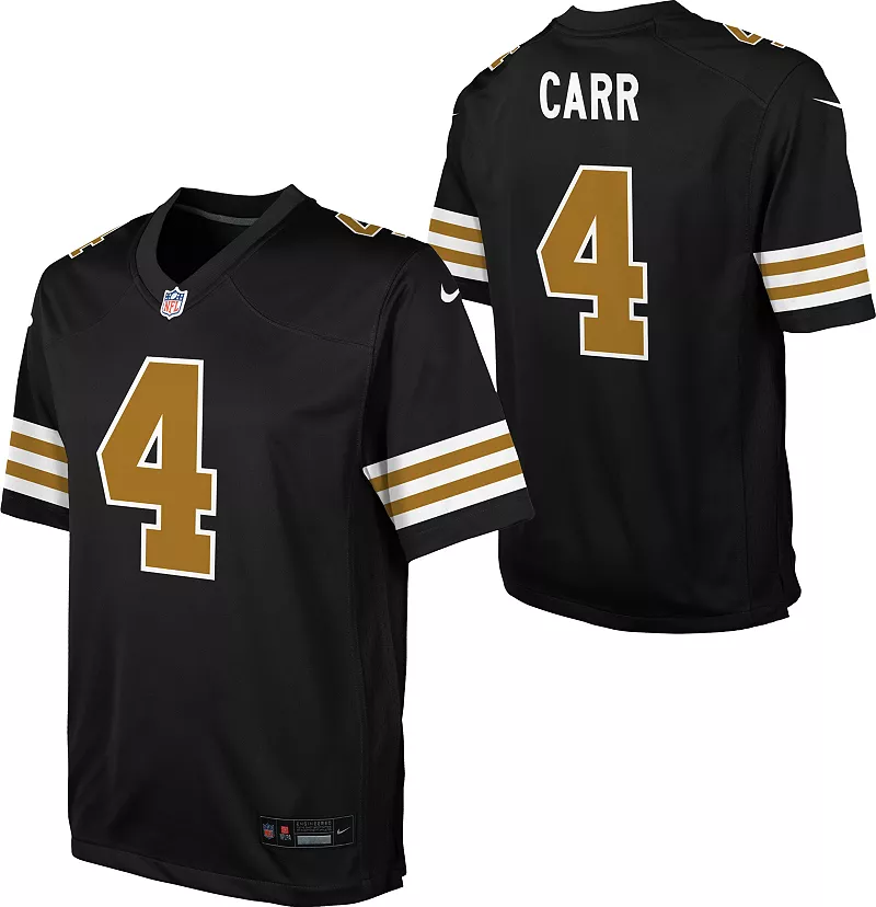 

Альтернативная черная игровая майка Nike Youth New Orleans Saints Derek Carr #4