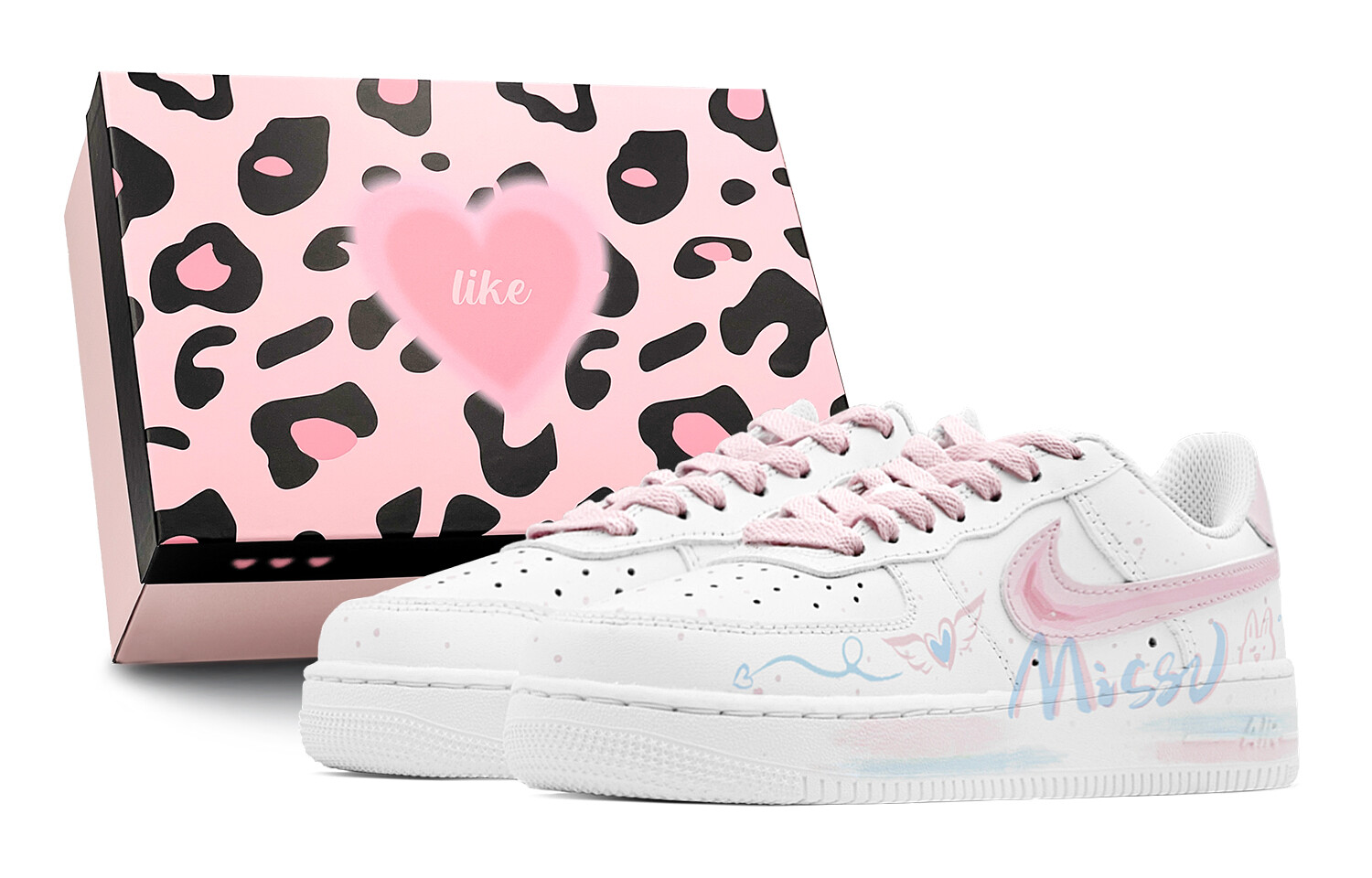 

Кроссовки Nike Air Force 1 Skateboarding Shoes Women's Low-top White, розовый
