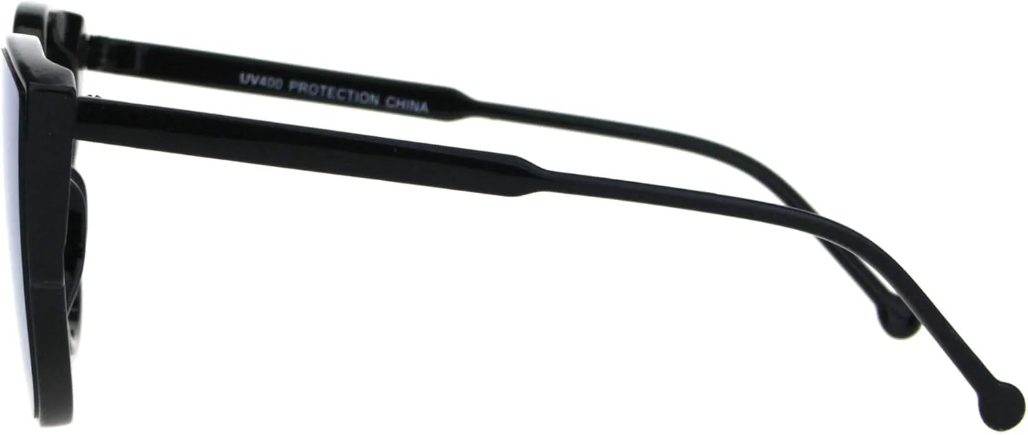 

Женские солнцезащитные очки PASTL круглой формы «кошачий глаз», модные ретро-очки с зеркальными линзами и защитой от УФ-излучения UV 400, Black (Blue Mirror)