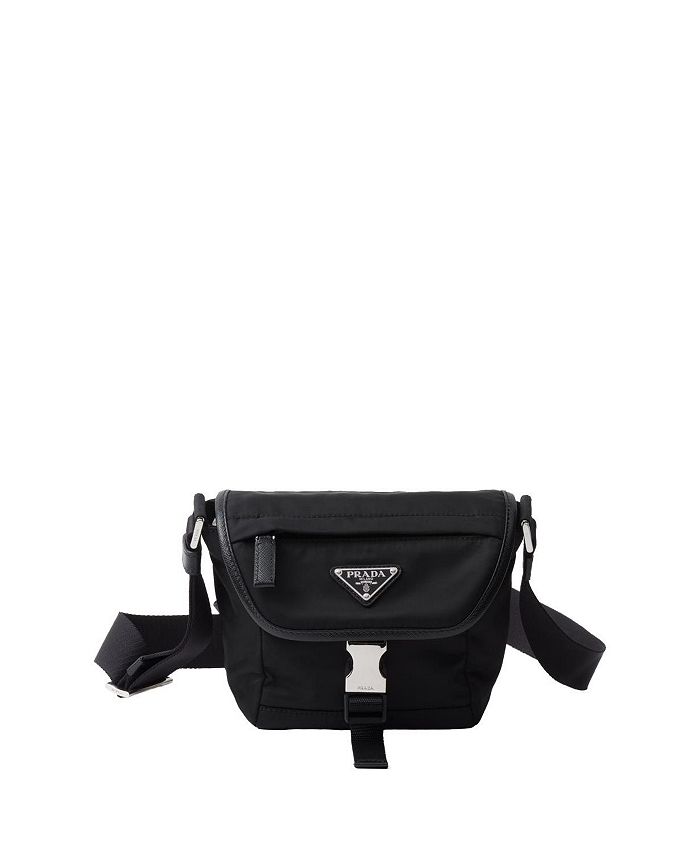 

Плечевая сумка из переработанного нейлона и кожи Saffiano Prada, черный
