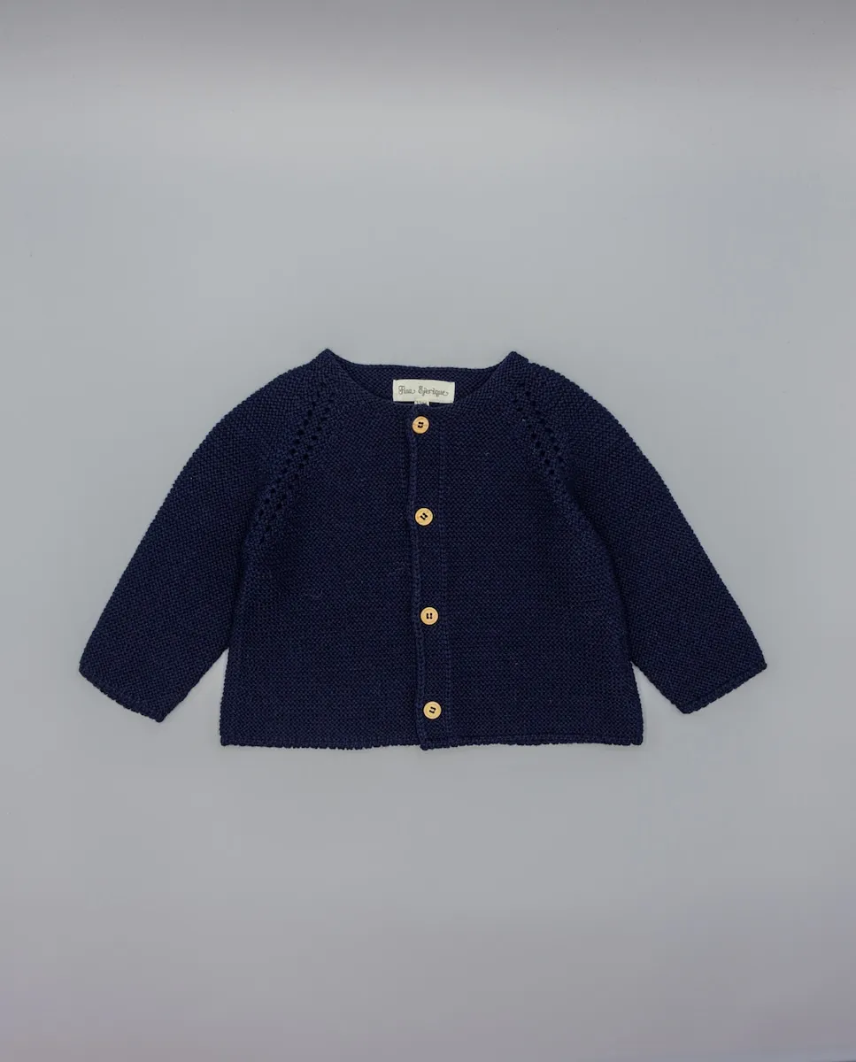 

Вязаная детская куртка с деревянными пуговицами Fina Ejerique, синий