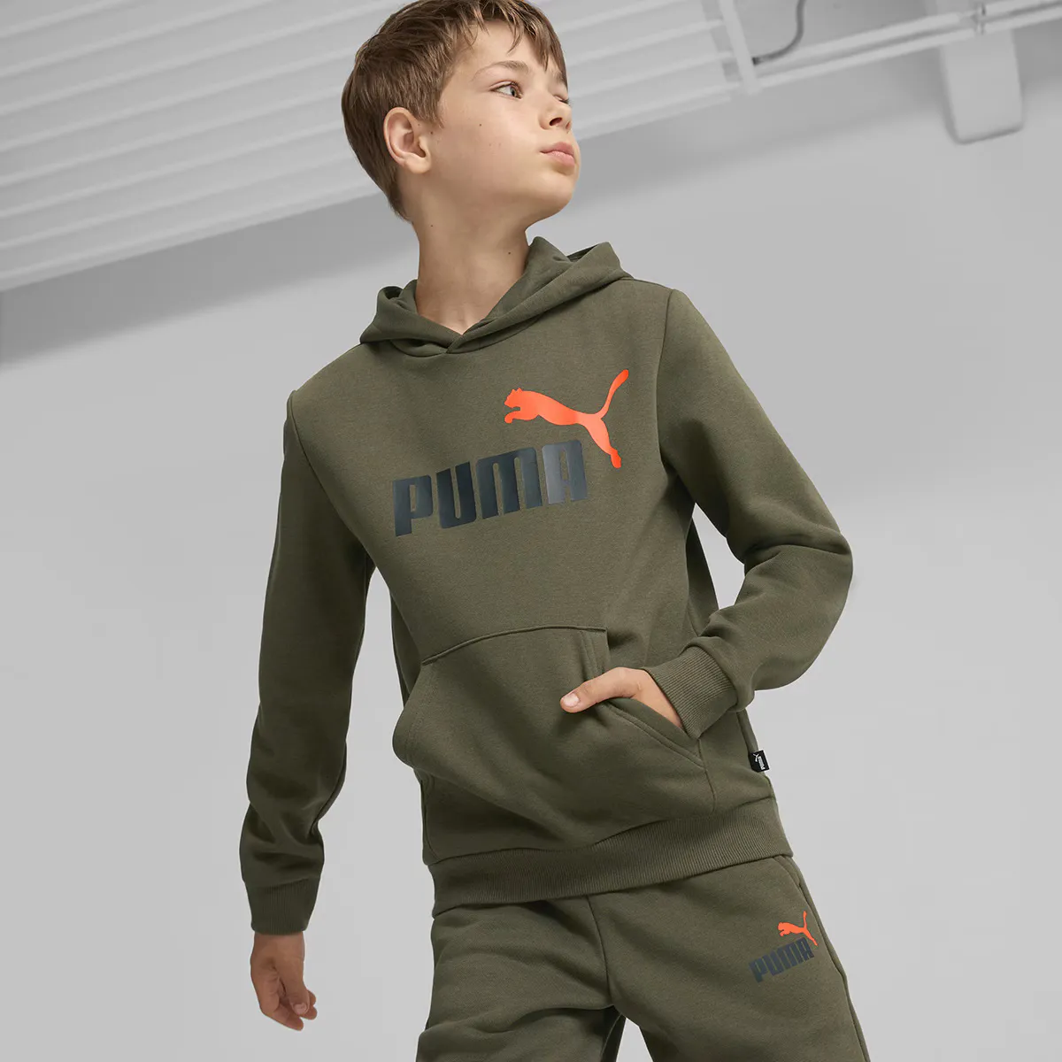 

Толстовка с капюшоном Puma Ess+ 2 Col Big Logo FL B для детей, зеленый