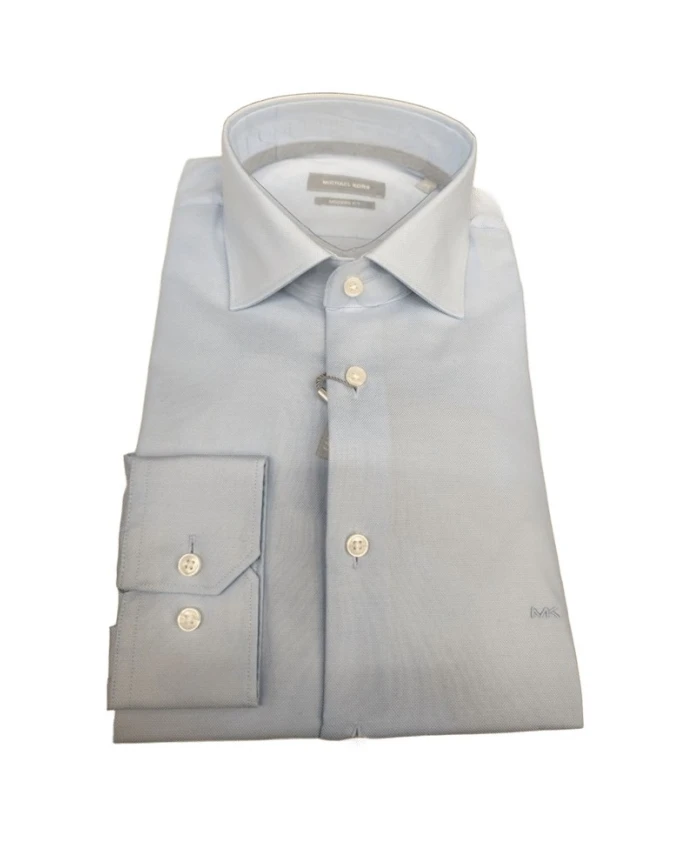 

Хлопковая рубашка с сотовой структурой, современный крой, вышивка. Michael Kors, синий