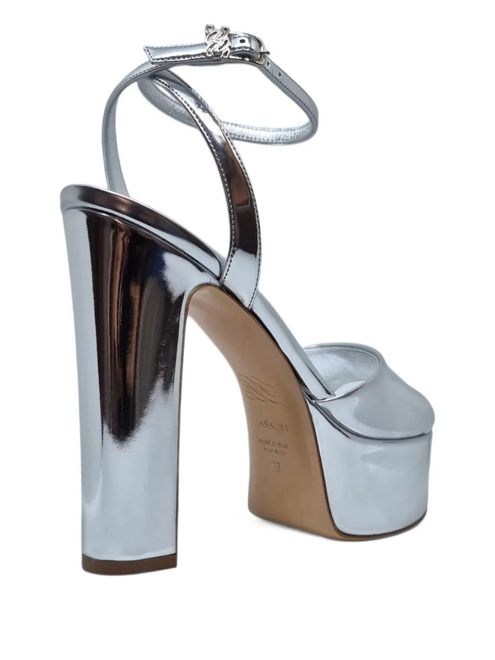 Сандалии Patty на платформе 130 мм с ремешком на щиколотке Casadei, серебряный — фото 4