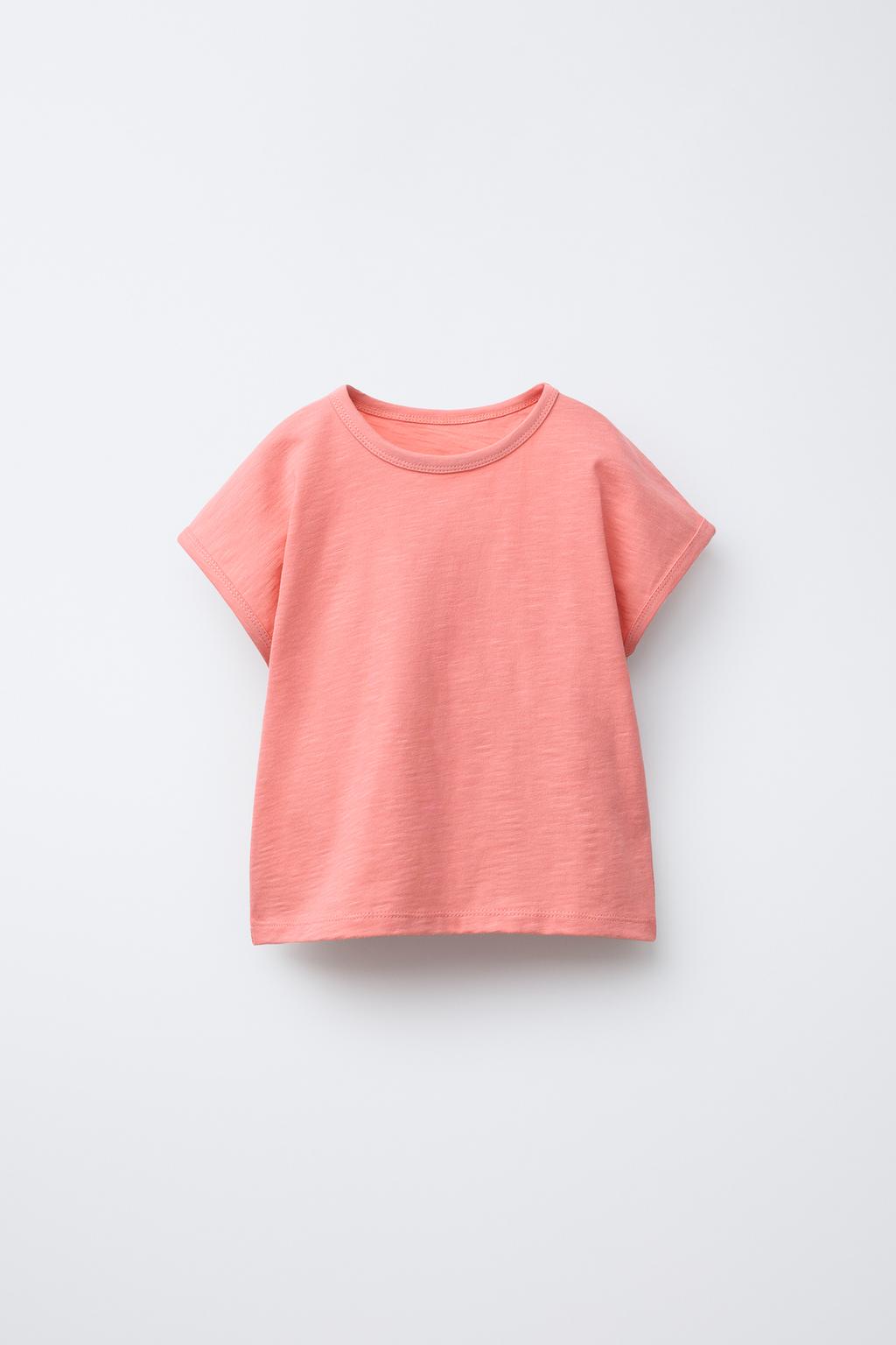 

Однотонная футболка из плотного трикотажа ZARA, розовый