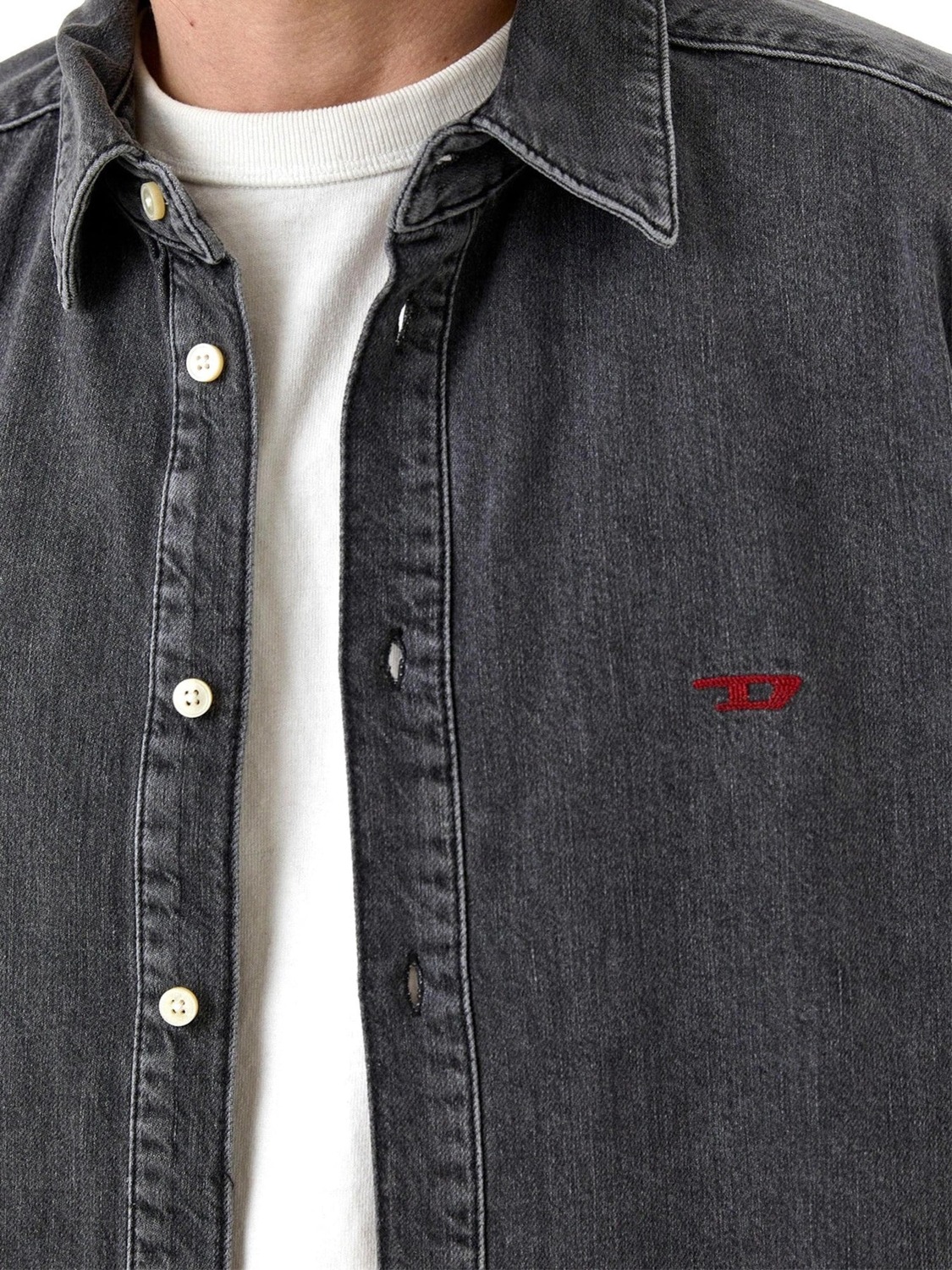 DIESEL Рубашка на пуговицах 'D-SIMPLY' серого цвета Regular fit — фото 4