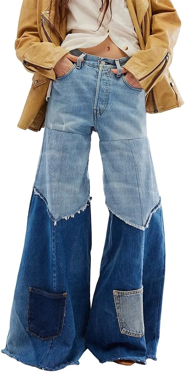 

Женские джинсы с высокой талией и расклешенными штанинами TACSTRUN