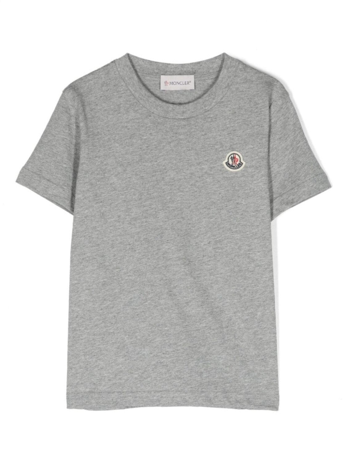

Moncler Enfant меланжевая футболка с нашивкой-логотипом, серый