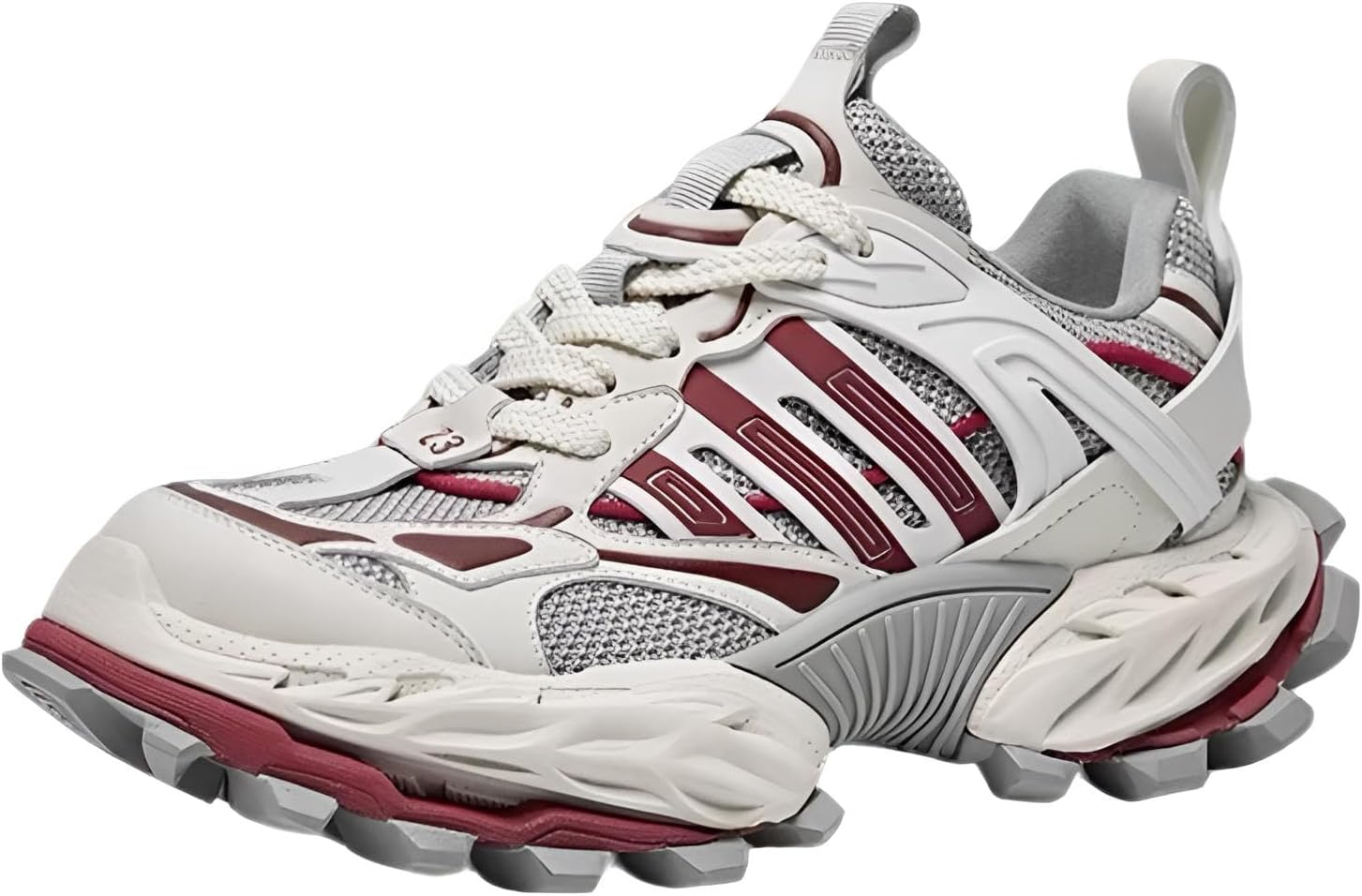 

Кроссовки на толстой платформе, спортивные беговые, бело-бордовые, из сетки и кожи Generic