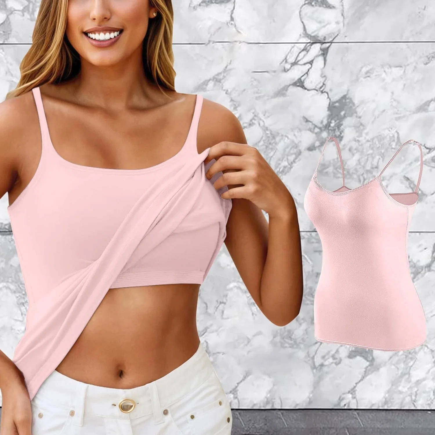 Топ с встроенным бюстгальтером для женщин, Light Pink — фото 2