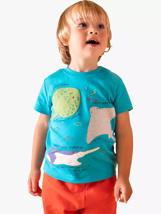 Детская футболка Avery, тропическое море/скаты Frugi — фото 2