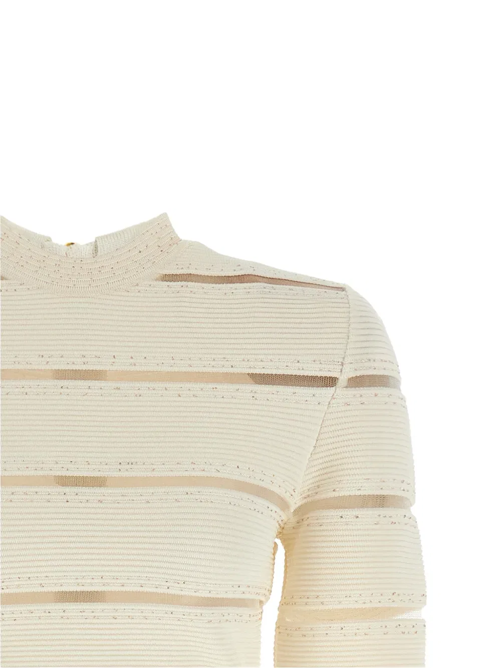Облегающее мини-платье из сетчатой ткани, украшенное пайетками Balmain, нейтральный — фото 3