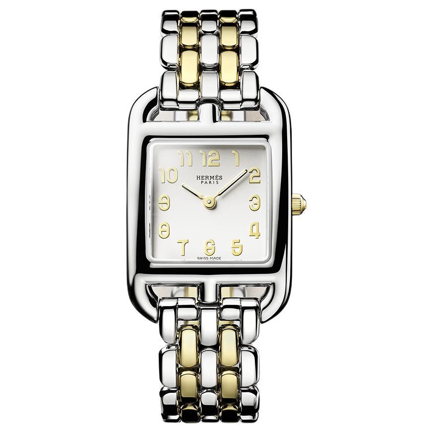 

HERMES Часы Cape Cod Collection Wrist Watch Quartz Movement Stainless Steel Gold Strap 31*23mm Silver Dial Unisex, Silver Dial