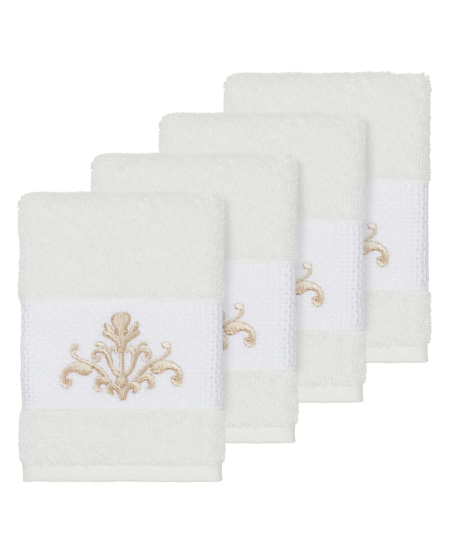 

Набор из 4 украшенных мочалок из турецкого хлопка алого цвета. Linum Home, White