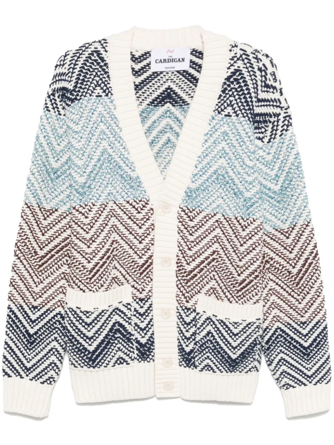 

Кардиган крючком с крупным зигзагом Missoni, нейтральный