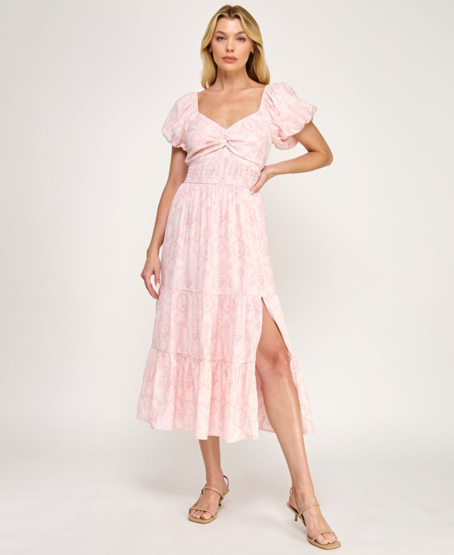 

Платье миди с вырезом сердечко и перекрученным передом для подростков Trixxi, Pink