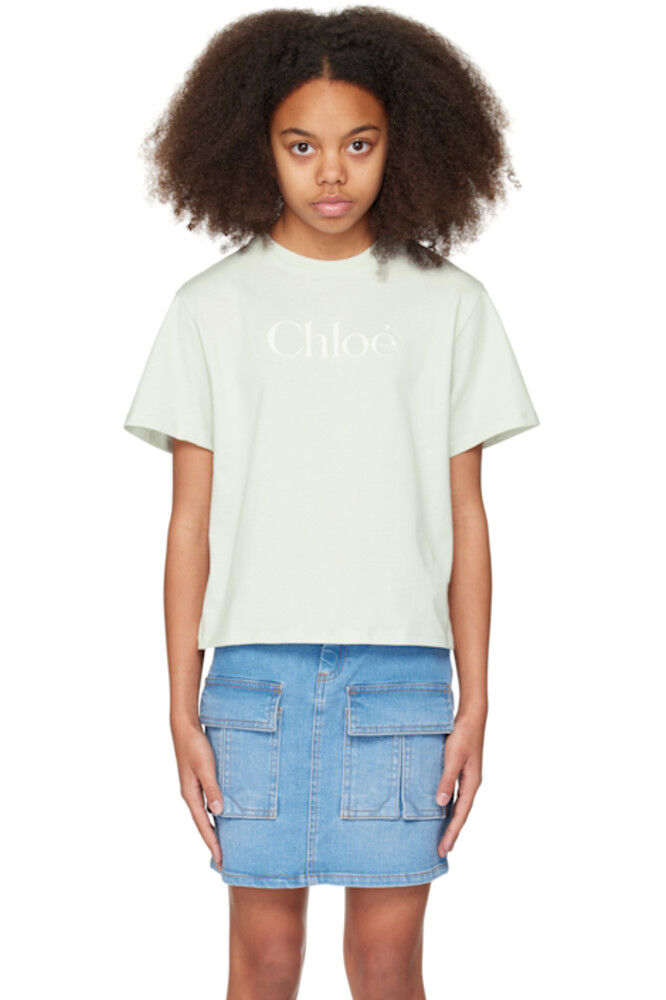 

Детская зеленая футболка с логотипом Chloé