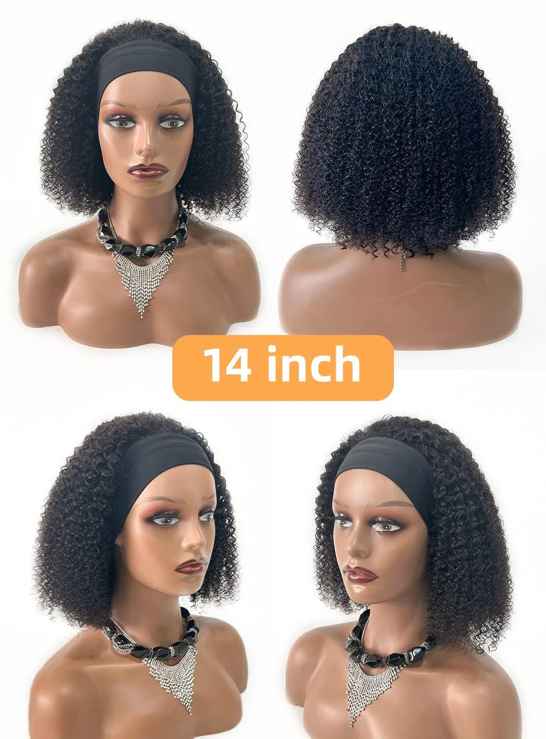 Парик с повязкой из афро-кудрявых натуральных волос Remy от Real Hair, 12 дюймов, 180% плотности Romface — фото 2